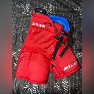 Set of 2 Bauer HP Pro Hockey Pants JR Large & Intermediate Medium, Red,